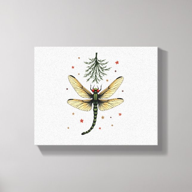 Mistletoe Kiss Dragonfly Canvastryck (Framsida)