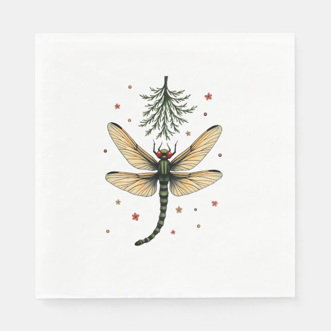 Mistletoe Kiss Dragonfly Pappersservett (Framsidan)