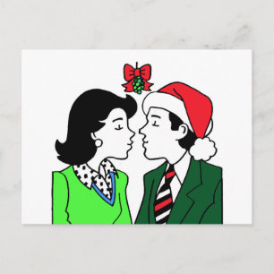 Mistletoe Kiss Postkort Vykort