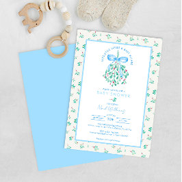 Mistletoe Kisses Blue Baby Shower for Boy Inbjudningar