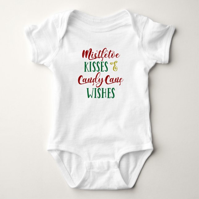 Mistletoe Kisses & Candy cane Önskemål T Shirt (Framsida)