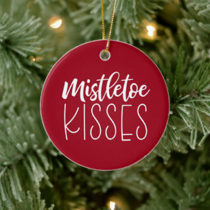 Mistletoe Kisses Röd jul Julgransprydnad Keramik