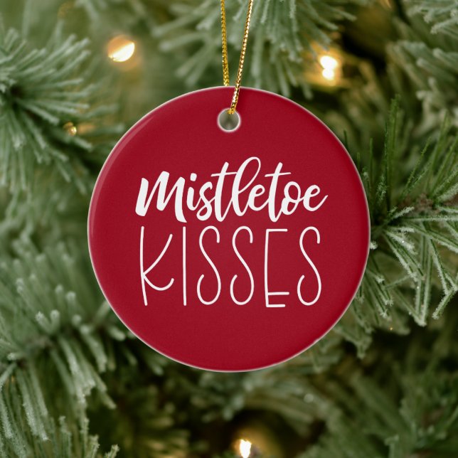 Mistletoe Kisses Röd jul Julgransprydnad Keramik (Träd)