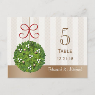 MISTLETOE KISSING BOLL BRÖLLOP BORDSNUMMER-KORT VYKORT