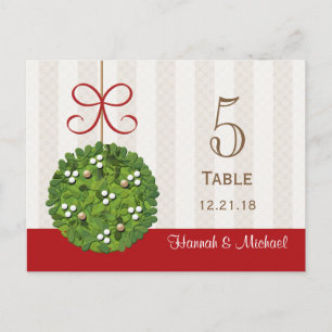 MISTLETOE KISSING BOLL BRÖLLOP BORDSNUMMER-KORT VYKORT