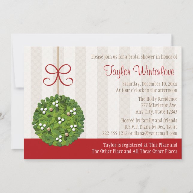 Mistletoe Kissing Boll Möhippa Inbjudningar (Framsida)