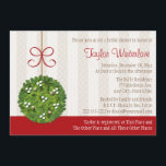 Mistletoe Kissing Boll Möhippa Inbjudningar<br><div class="desc">Cute och fantasifulla, söta och romantiska mistlar med inbjudningskort för möhippa med en kyssande boll och pomander som dekoreras med festliga mistletoe löv, vita bär och guld-prydnadsföremål som har en röd bog. Söt rulla blomstrar, ett hjärta och en krämstrimmig bakgrund, delikat polka dot mönster fyller i helgdag och/eller jultemat. Bild...</div>