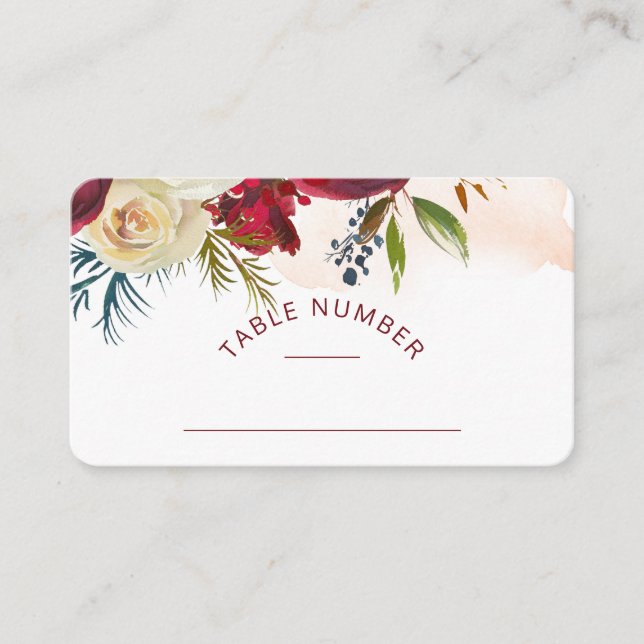 Mistletoe Manor Chic Sittet Bröllop Bordsnummer Placeringskort (Framsida)