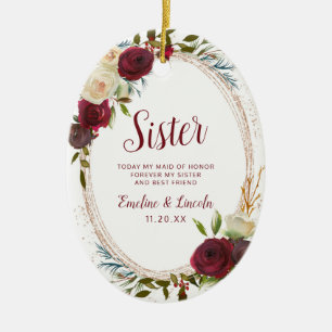 Mistletoe Manor till Syster Maid of honor-citatet Julgransprydnad Keramik