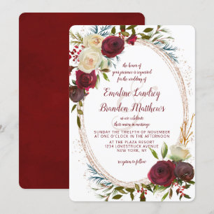 Mistletoe Manor Watercolor Elegant Oval Bröllop Inbjudningar