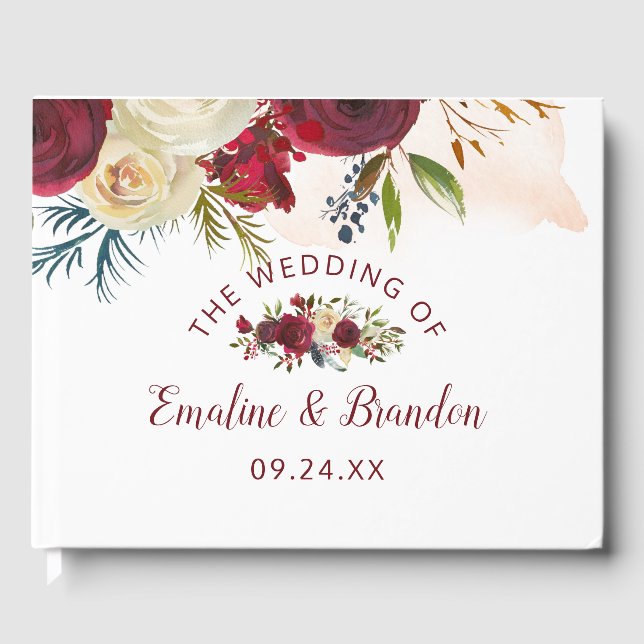 Mistletoe Manor Watercolor Winter Blommigt Bröllop Gästböcker (Framsida)