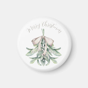 Mistletoe med Guld Bow-julen Magnet