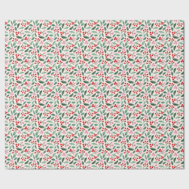Mistletoe Merry Berry Jul Vattenfärg Presentpapper (Seam)