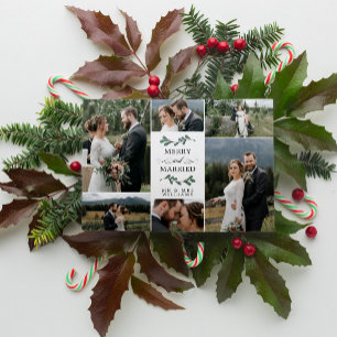 Mistletoe Merry Married Photo Collage jul Tack Kort