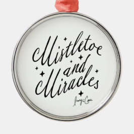 Mistletoe & Miracles Black & White Round-jul Julgransprydnad Metall