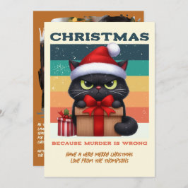 Mistletoe Modern Funny Cat Retro Christmas Photo Julkort