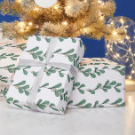 Mistletoe Mönster Presentpapper<br><div class="desc">Helgdag som är papper med en handdragen mönster av mistletoe grenar fullt av grönt löv och sprinklad med bär.</div>