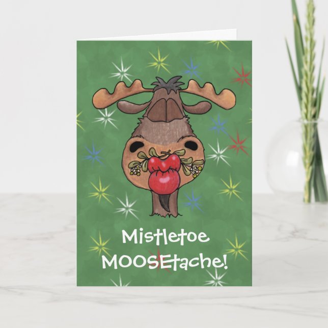 Mistletoe MOOSEtache Helgkort (Framsida)