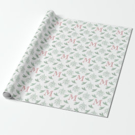 Mistletoe och Gräs med Monogram jul Red Presentpapper