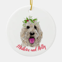 Mistletoe och Holly Golden Doodle Ornament