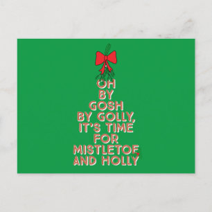 Mistletoe och Holly Vykort