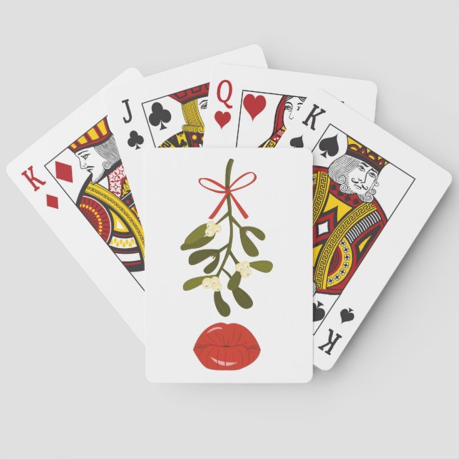 Mistletoe och Kissing Läppar Casinokort (Baksidan)