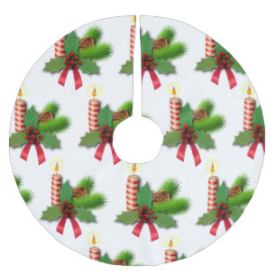 Mistletoe och ljus julgransmatta borstad polyester