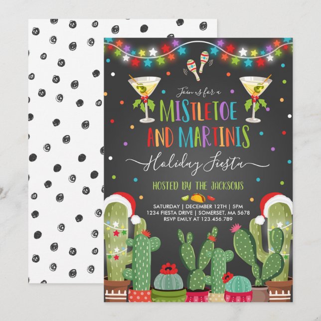 Mistletoe och Martinis-inbjudan till Julfest Inbjudningar (Fram/baksida)