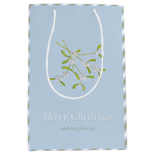 Mistletoe och Rand Blue Grönt Gift Bag (Framsidan)