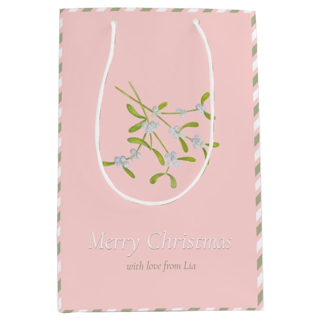 Mistletoe och Rand Grönt Ro Gift Bag (Framsidan)