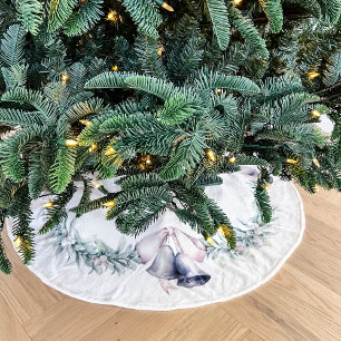 Mistletoe och Silver Bollar White Julgransmatta Borstad Polyester