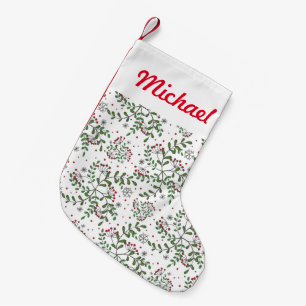 Mistletoe- och Snowflakemönster Liten Julstrumpa