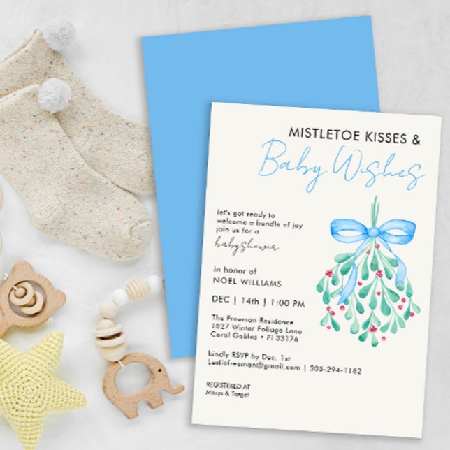 Mistletoe-paket med Joy Baby Shower Inbjudan (Mistletoe Winter Baby Shower )