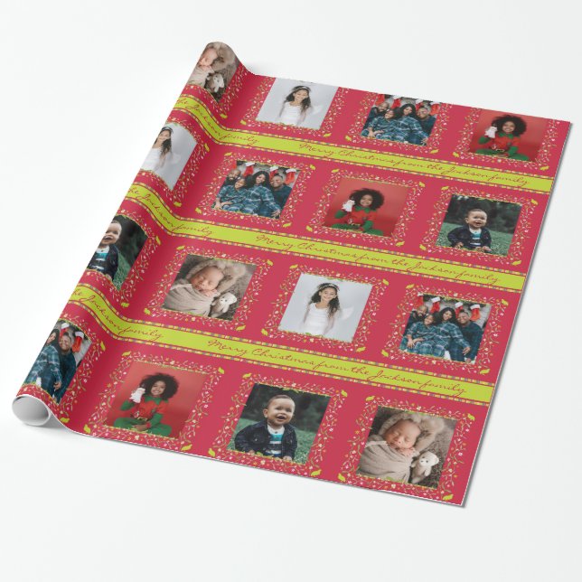 Mistletoe partridge rand red Julfoto Presentpapper (Utrullad)