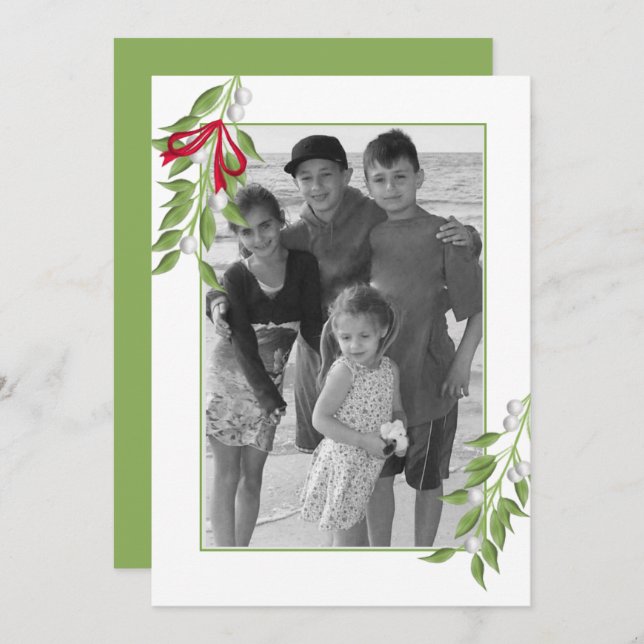 Mistletoe Photo Greeting Card Inbjudningar (Fram/baksida)