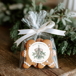 Mistletoe Posy Guld Bow God jul Runt Klistermärke