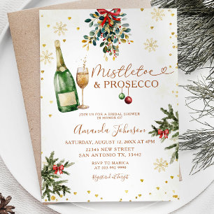 Mistletoe & Prosecco Guld-Möhippan Inbjudningar