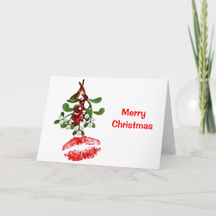 Mistletoe & Red Lipstick Kiss Helgkort