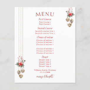 Mistletoe Red Posh-julmiddagen Party Menu