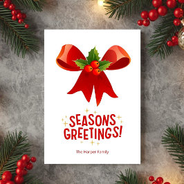 Mistletoe Ribbon Seasons Greetings Card Julkort