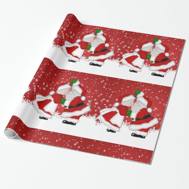 Mistletoe Santa Wrapping Papper Presentpapper (Utrullad)