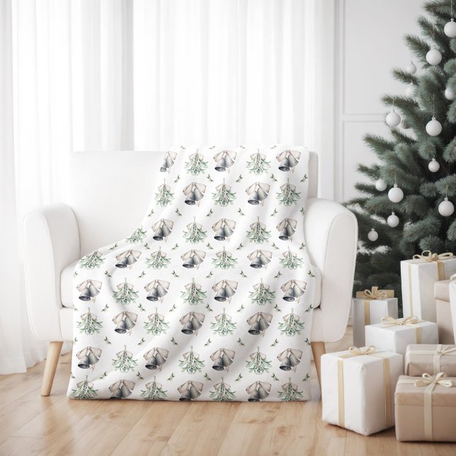Mistletoe Silver Klockor jul Fleecefilt (Mistletoe Silver Bells Christmas Holiday Blanket)