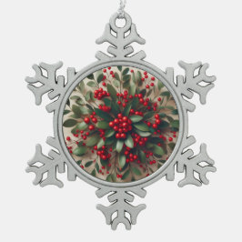 Mistletoe  snöflinga pewter julgransprydnad