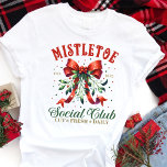 Mistletoe Social Klubb Coquette jul T Shirt<br><div class="desc">Fira julhelgen i Coquette stil med den vintage-inspirerade konstletoe Social Klubb juldesign. Den ömtåliga mistellobönen och lekfull typografi för med sig ett festivt och femininin-flage, perfekt för dem som kärlek har en blandning av nostalgi och elegans. Oavsett om du deltar i en helgdag eller tittar för en snyggt, en speciell...</div>