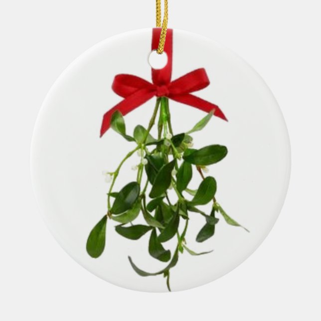 **MISTLETOE**SOM FÖRLÄNGER EN LIVSLÄNGD PÅ ORDNING JULGRANSPRYDNAD KERAMIK (Framsidan)