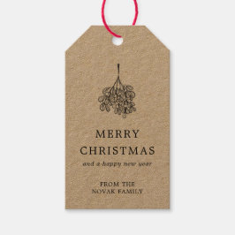 Mistletoe Twig Kraft Pappra God jul Presentetikett