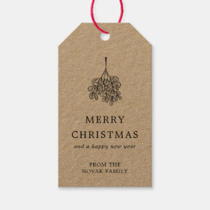 Mistletoe Twig Kraft Pappra God jul Presentetikett