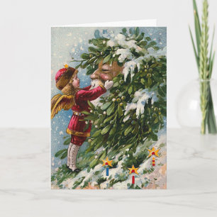 "Mistletoe" Vintage-julkort Helgkort