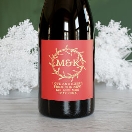 Mistletoe WAN Helgdag-etikett för rödspätta och Gu Vinflaska Etikett
