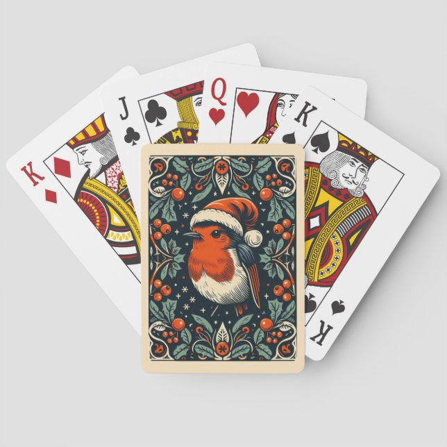 Mistletoe Wandee Cute Santa Robin Poker-kort Casinokort (Baksidan)